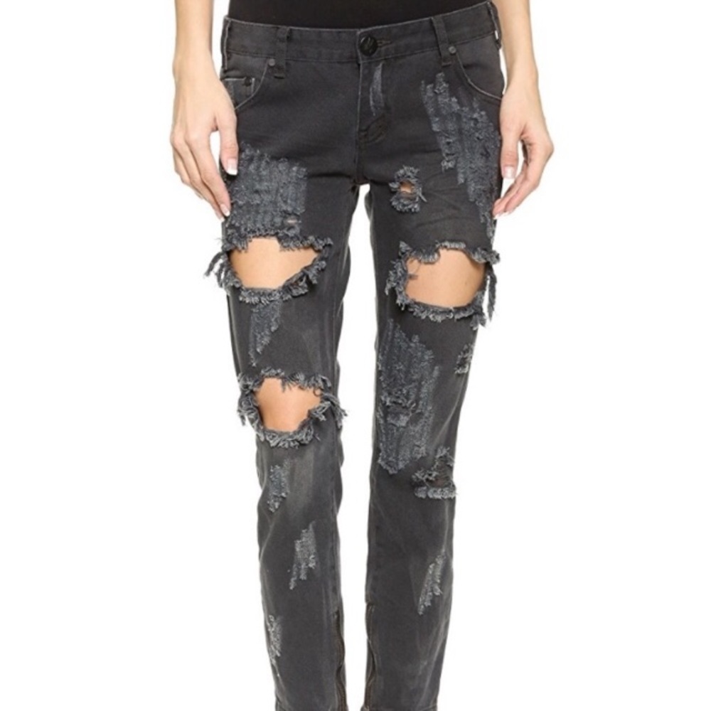 One teaspoon distressed freebird jeans black